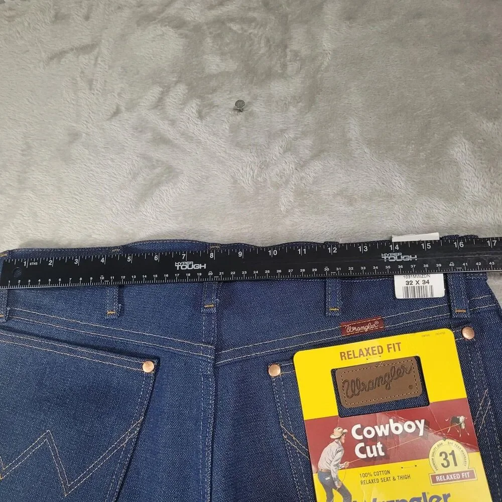 Wrangler Cowboy Cut Jeans Mens 32x34 Blue Relaxed Straight Raw Denim 1031MWZDN